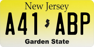 NJ license plate A41ABP