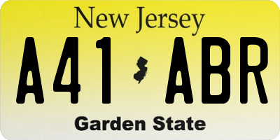 NJ license plate A41ABR