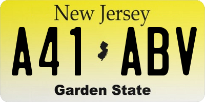 NJ license plate A41ABV