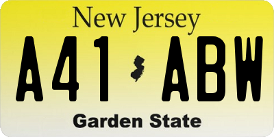 NJ license plate A41ABW