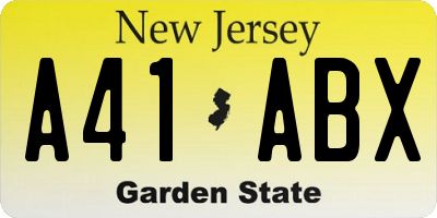 NJ license plate A41ABX