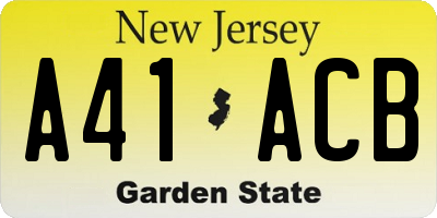 NJ license plate A41ACB