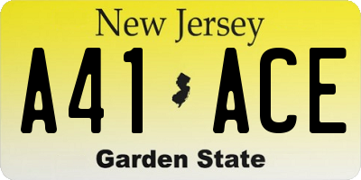 NJ license plate A41ACE