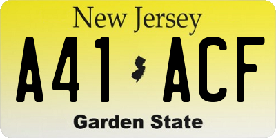 NJ license plate A41ACF