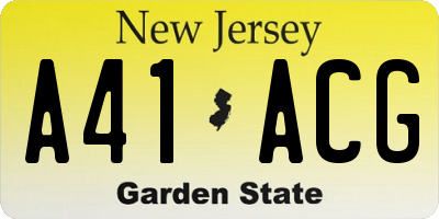 NJ license plate A41ACG