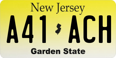 NJ license plate A41ACH