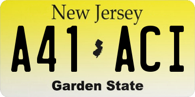 NJ license plate A41ACI