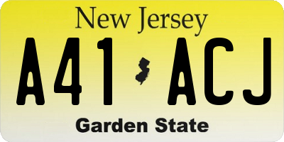 NJ license plate A41ACJ