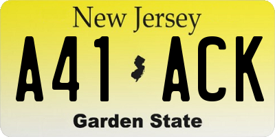 NJ license plate A41ACK