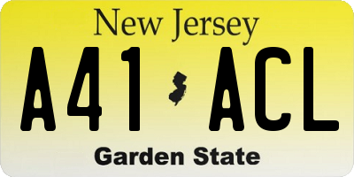NJ license plate A41ACL