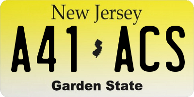 NJ license plate A41ACS