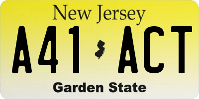 NJ license plate A41ACT