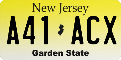 NJ license plate A41ACX