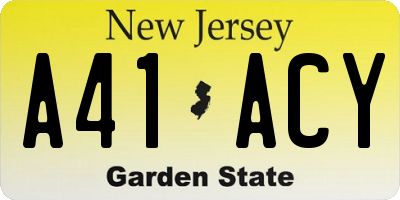 NJ license plate A41ACY