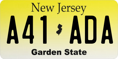 NJ license plate A41ADA
