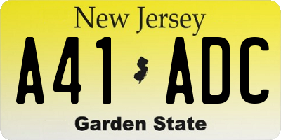 NJ license plate A41ADC