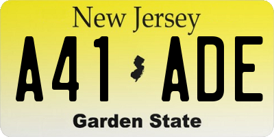 NJ license plate A41ADE
