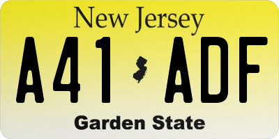 NJ license plate A41ADF