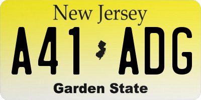 NJ license plate A41ADG