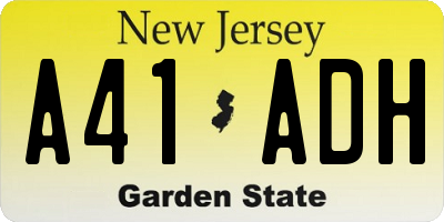 NJ license plate A41ADH