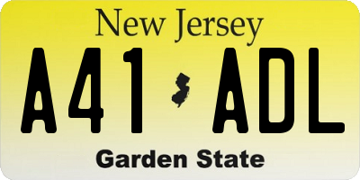 NJ license plate A41ADL