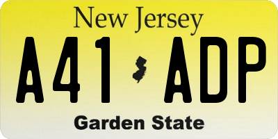 NJ license plate A41ADP