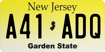 NJ license plate A41ADQ