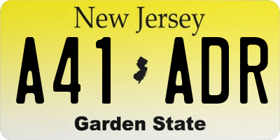NJ license plate A41ADR