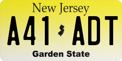 NJ license plate A41ADT