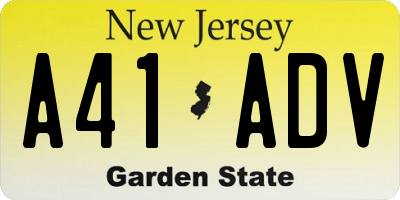 NJ license plate A41ADV