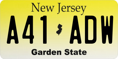 NJ license plate A41ADW
