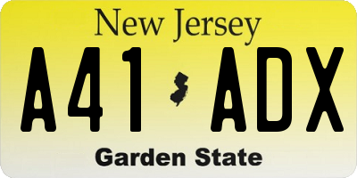 NJ license plate A41ADX