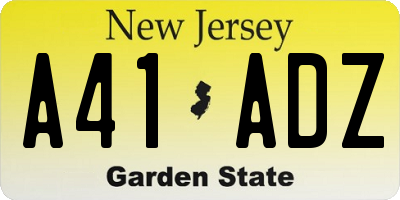 NJ license plate A41ADZ