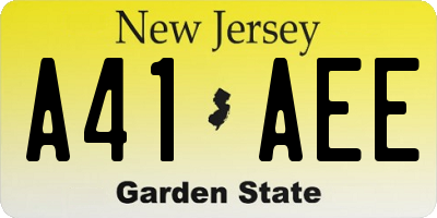 NJ license plate A41AEE