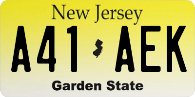 NJ license plate A41AEK