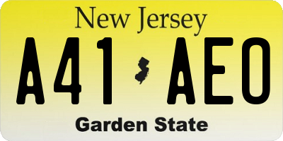 NJ license plate A41AEO