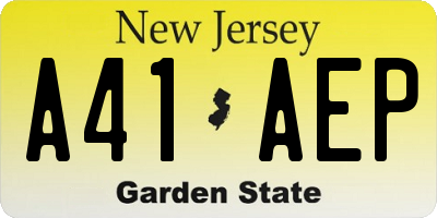 NJ license plate A41AEP
