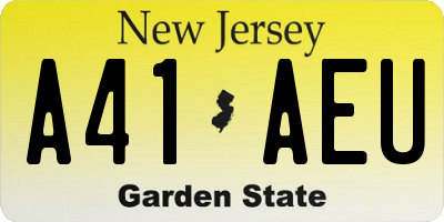 NJ license plate A41AEU