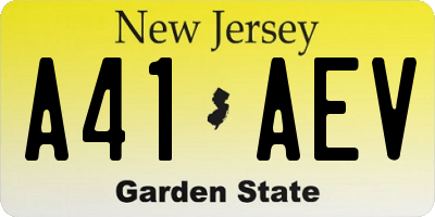 NJ license plate A41AEV