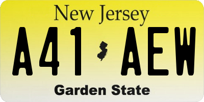 NJ license plate A41AEW