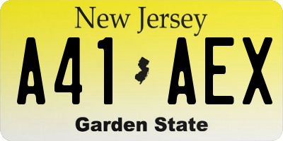 NJ license plate A41AEX