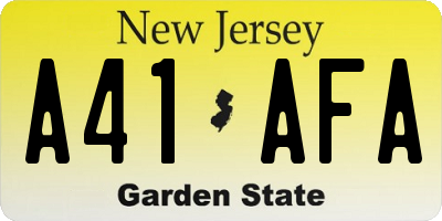 NJ license plate A41AFA
