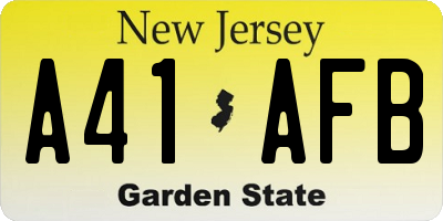 NJ license plate A41AFB