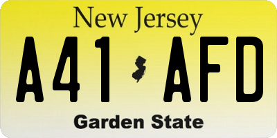 NJ license plate A41AFD