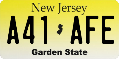 NJ license plate A41AFE