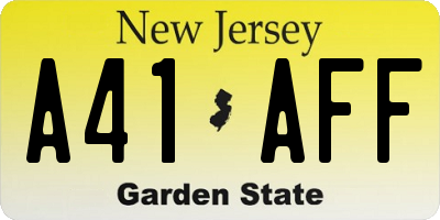 NJ license plate A41AFF