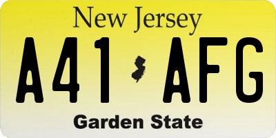 NJ license plate A41AFG