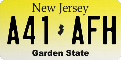 NJ license plate A41AFH
