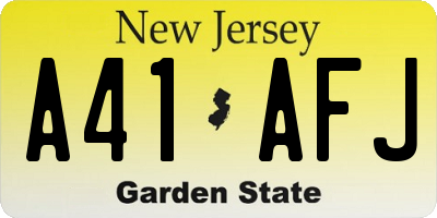 NJ license plate A41AFJ