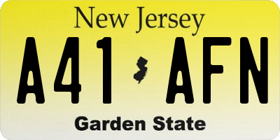 NJ license plate A41AFN